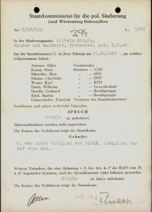 Single, Wilhem