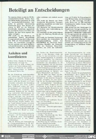 Anleiten und koordinieren : Beteiligt an Entscheidungen: WTK Meißen