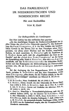 Das Familiengut im niederdeutschen und nordischen Recht : mit zwei Rechtsfällen