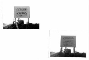 Tankstelle Stuttgart-Süd, Süd-Seite Bauschild 1954