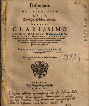 Disputatio De Dysenteria