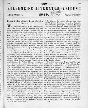 [Die neuesten Erscheinungen in der polnischen Literatur]