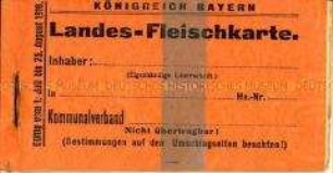 Heft des Königreiches Bayern mit Fleischmarken (blanko)