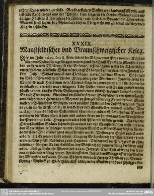 XXXIX. Manßfeldischer und Braunschweigischer Krieg
