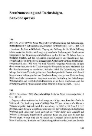 149-157, Strafzumessung und Rechtsfolgen. Sanktionspraxis
