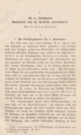 1-30 Ed. v. Hartmanns Autosoterie und die christliche Heterosoterie