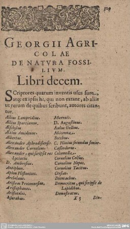 Georgii Agricolae de natura fossilium. Libri decem.