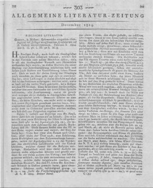 [Reuss, E.; Rettig, H. C. M.]: Ephemerides exegetico-theologicae, vel Sylloge novissimarum symbolarum ad Sacri Codicis interpretationem. Fasc. I. Gießen: Müller 1824