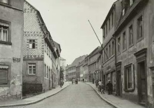 Rochlitz, Burgstraße. Blick von der Leipziger Straße von Westen