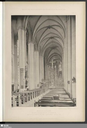 Marburg a. d. Lahn, Deutschordenskirche S. Elisabeth, Blick in das Langhaus und Chor