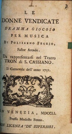 Le donne vendicate : Dramma gioc.