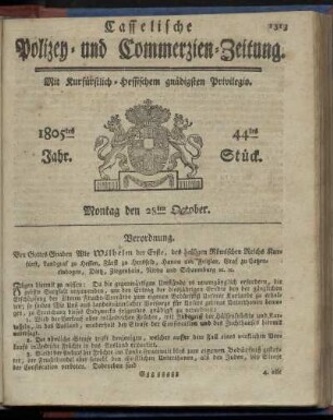 44tes Stueck, Montag den 28ten October 1805