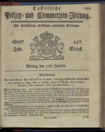 44tes Stueck, Montag den 28ten October 1805