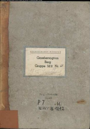 Belegakte zum Heiratsregister 1812 der Mairie Lengerich