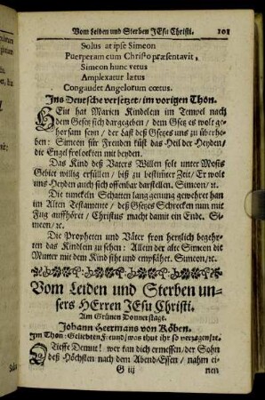 Vom Leiden und Sterben unsers Herren Jesu Christi.