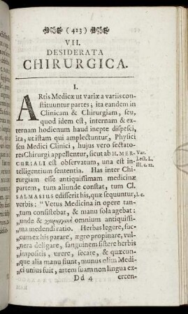 VII. Desiderata Chirurgica.