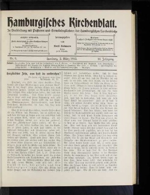 Nr. 9. Hamburg, 2. März 1913. 10. Jahrgang.