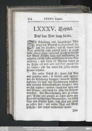 LXXXV. Capitel. Daß das Bier lang bleibe.