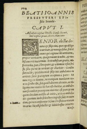 Beati Ioannis Presbyteri Epistola Secunda.