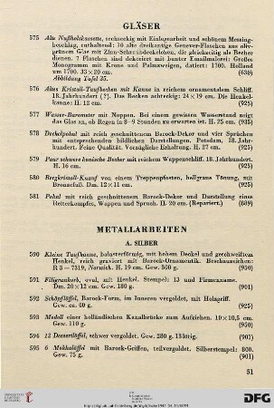 Metallarbeiten (Nr. 590-630)