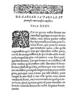 De Garder Sa Parole Et promeßes aux traiftres mesmes. Chap. XXXV.