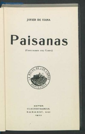Paisanas : (costumbres del campo)
