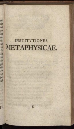 Institutiones Metaphysicae.