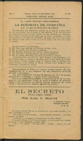 1921005201: El secreto : (novela original, inédita)