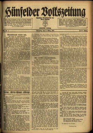 Ausgabe vom Dienstag, den 08. März 1921.