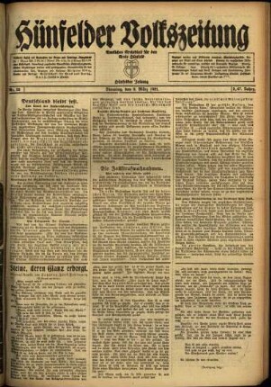 Ausgabe vom Dienstag, den 08. März 1921.