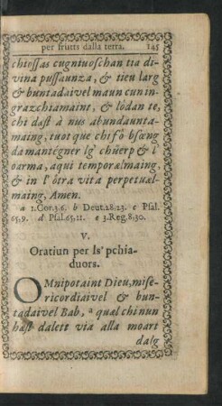 V. Oratiun per ls' pchiaduors.