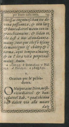 V. Oratiun per ls' pchiaduors.