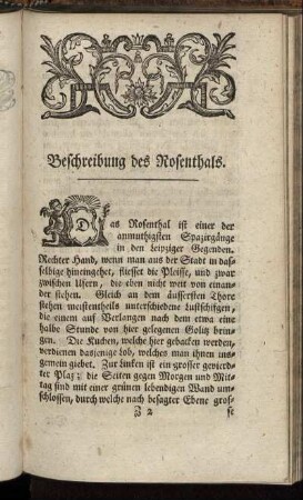 Beschreibung des Rosenthals - Die Hochzeit-Lieder an Herrn K.