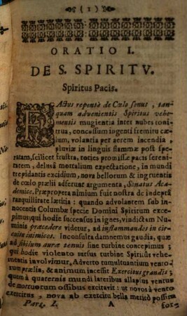 Orationes Nicolai Avancini, è Soc. Jesu : In Tres Partes Divisae; Quarum Prima Continet Orationes De Deo, & Deo-homine; Secunda De Beata Virgine, & Sanctis; Tertia, Panegyres, Epicedia, Prolusiones, & Exercitationes Oratorias, 1. De Deo Et Deo-Homine