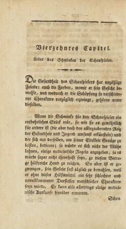 Vierzehntes Capitel. Ueber das Schminken der Schauspieler.