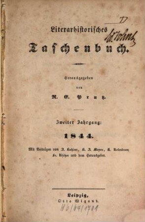 Literarhistorisches Taschenbuch. 2. 1844