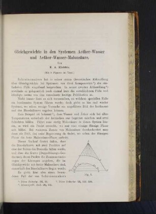 Gleichgewichte in den Systemen Aether-Wasser und Aether-Wasser-Malonsäure.