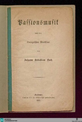 Passionsmusik nach dem Evangelisten Matthäus