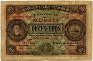Geldschein, 10 Escudos, 1.1.1921