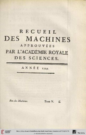 Recueil des Machines Année 1729