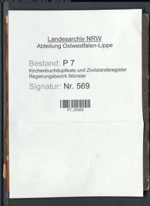 Zivilstandsregister der Gemeinde Bork (G 1813). (Gemeinde: Bork, Kreis Lüdinghausen)
