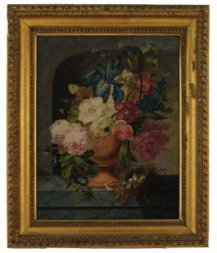 Blumenstück mit Vogelnest