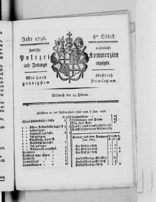 8tes Stück., Ausgabe vom 24. Februar 1796