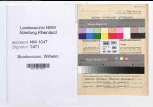 Entnazifizierung Wilhelm Sundermann , geb. 09.07.1904 (Ingenieur)