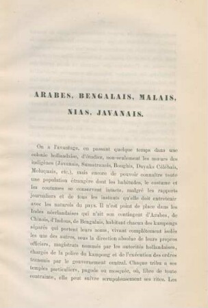 Arabes, Bengalais, Malais, Nias, Javanais