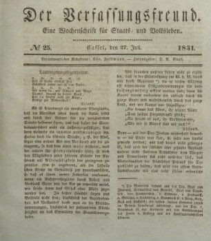 № 25. Cassel, den 27. Juli. 1831.
