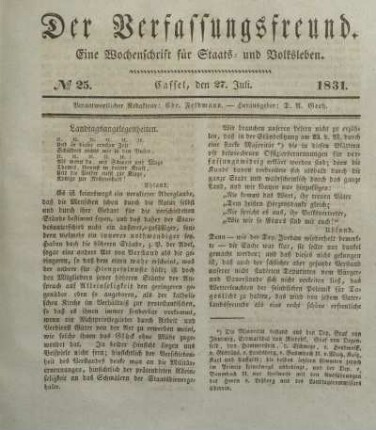 № 25. Cassel, den 27. Juli. 1831.