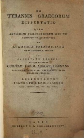 De tyrannis Graecorum dissertatio