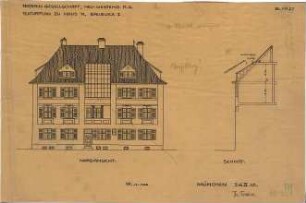 Fischer, Theodor; München - Laim; Wohnsiedlung Terraingesellschaft Neu-Westend - Haus 'A' Baublock I (Ansicht, Schnitt)