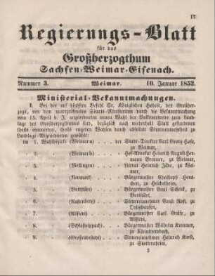 Nr. 3 : 10. Januar 1852